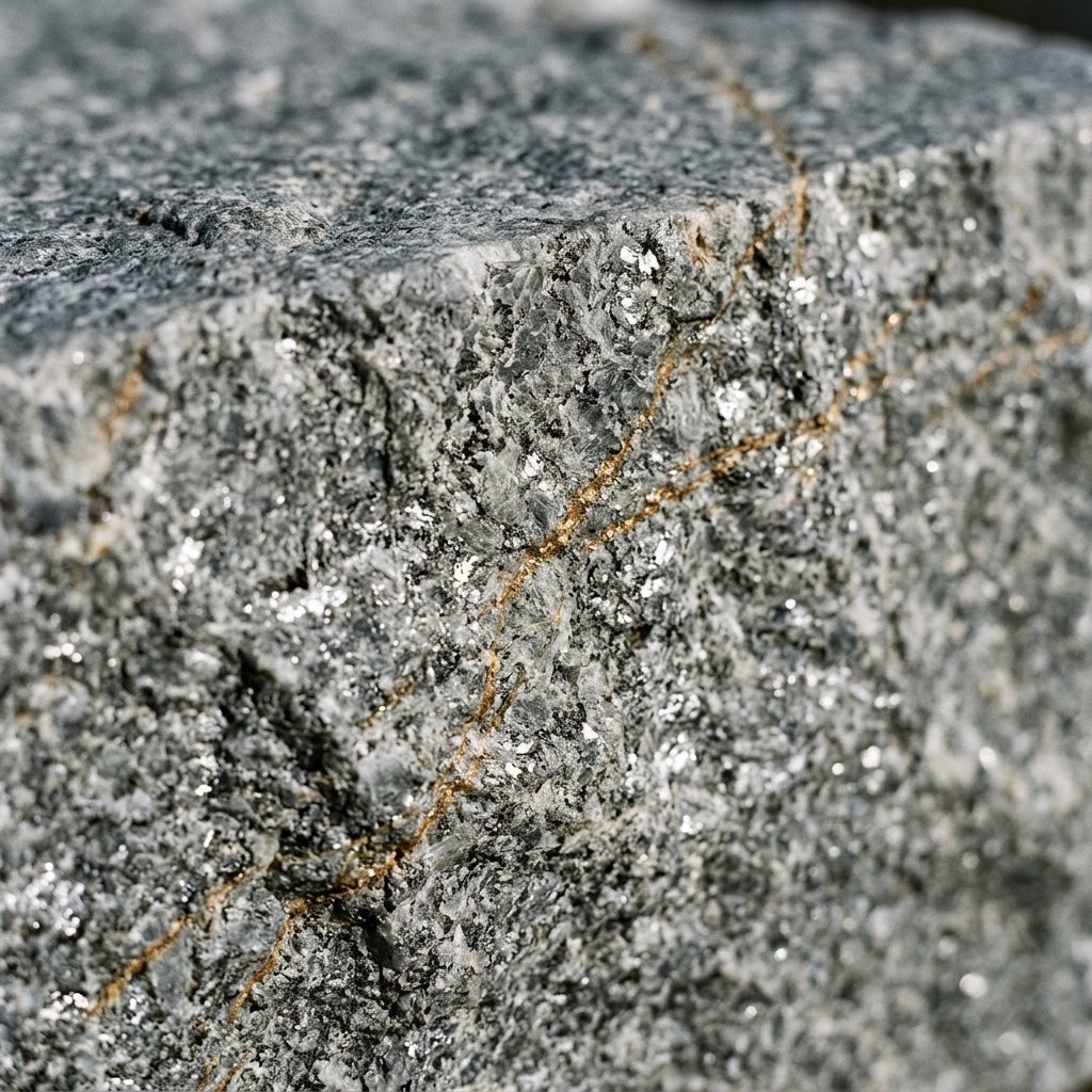 Close-up of premium raw granite block texture